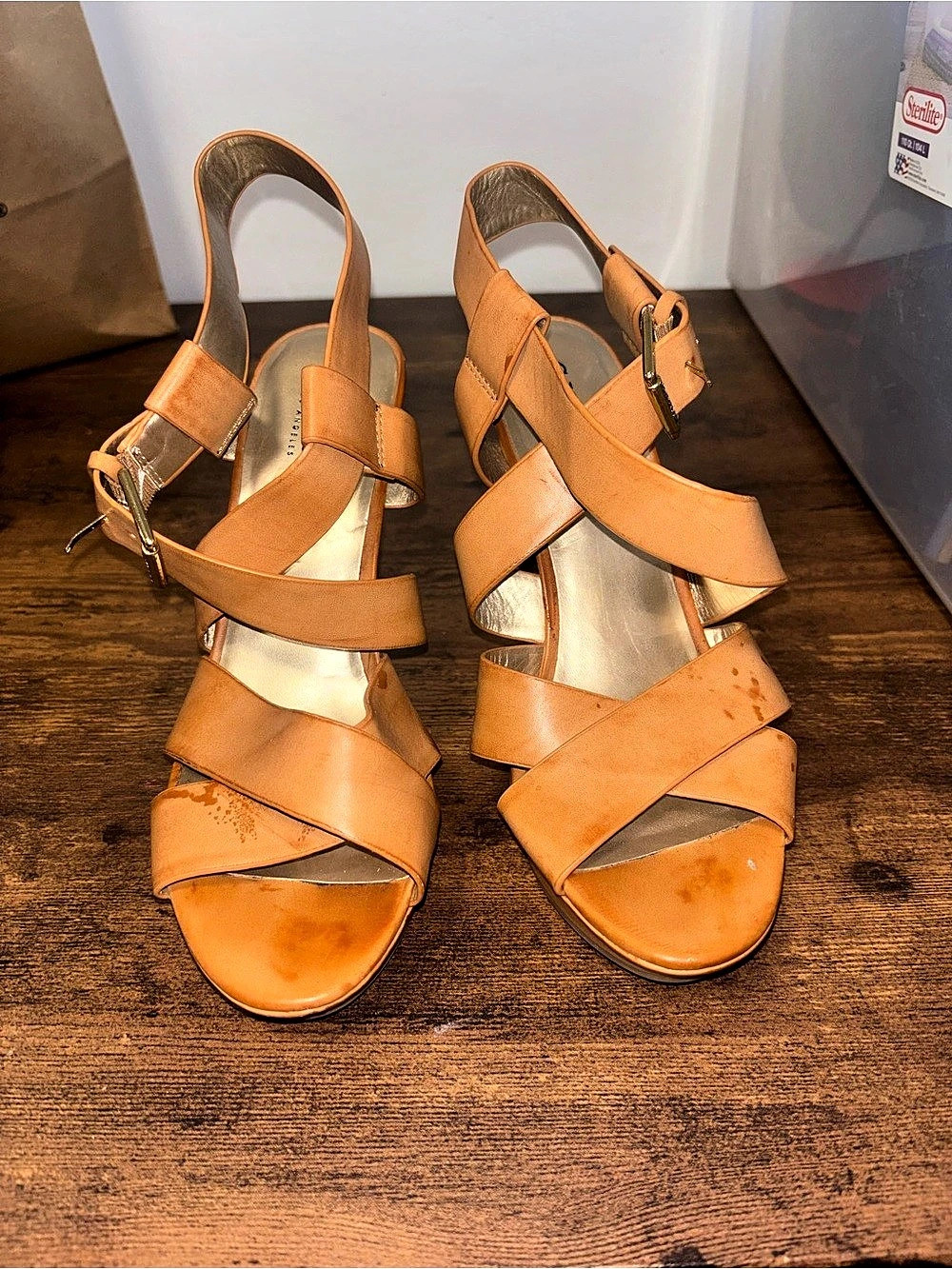 Guess Orange Strappy Platform Heels